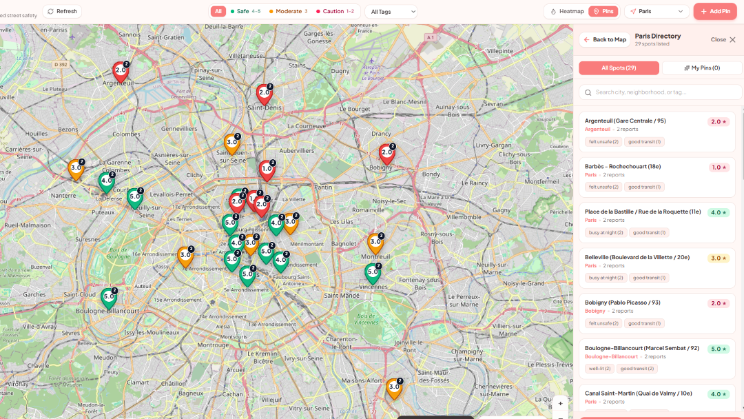 SafeSteps — project screen