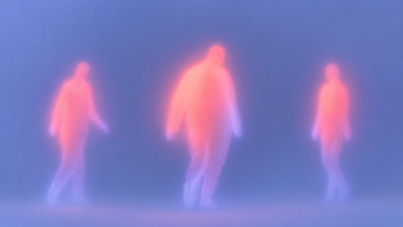 Elevate Women Global Hackathon brand application — female silhouettes glowing in coral and periwinkle-blue gradients