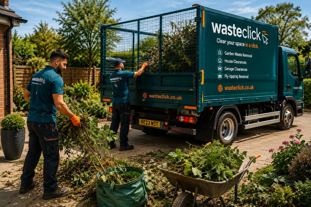 Garden Waste Removal South West London & South West London KT/TW/SM | Wandsworth Waste Professional garden waste removal in South West London & South West London KT/TW/SM - crew loading hedge cuttings