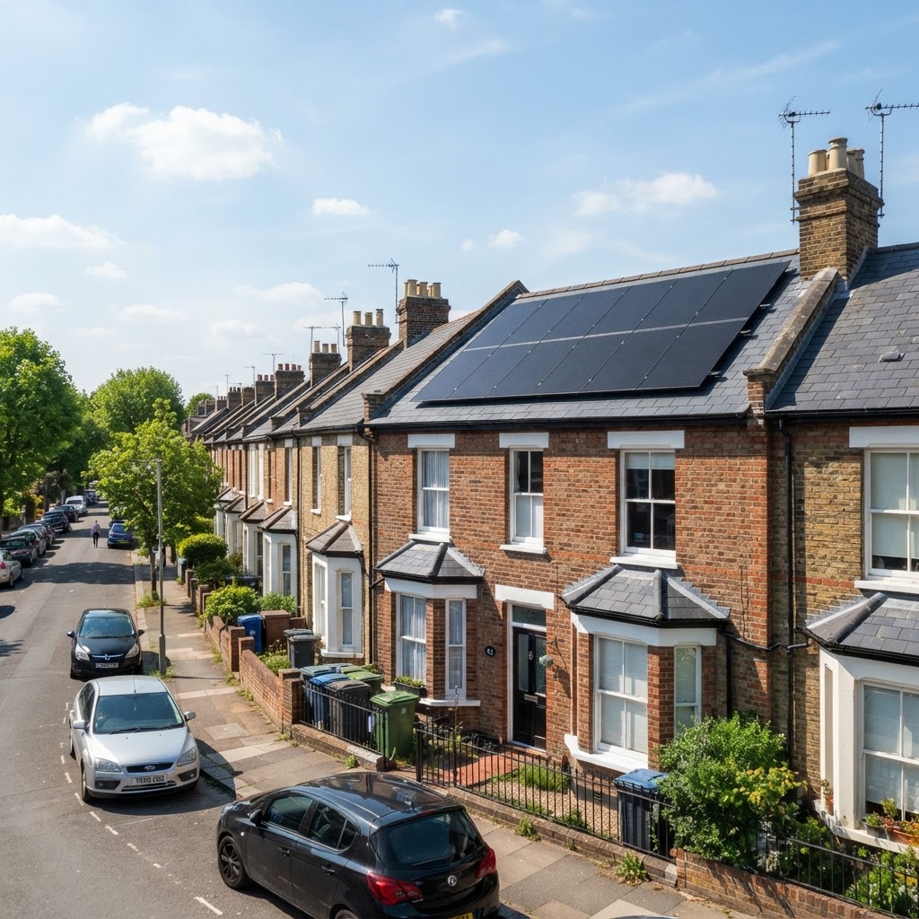 Solar panels installed on a British home