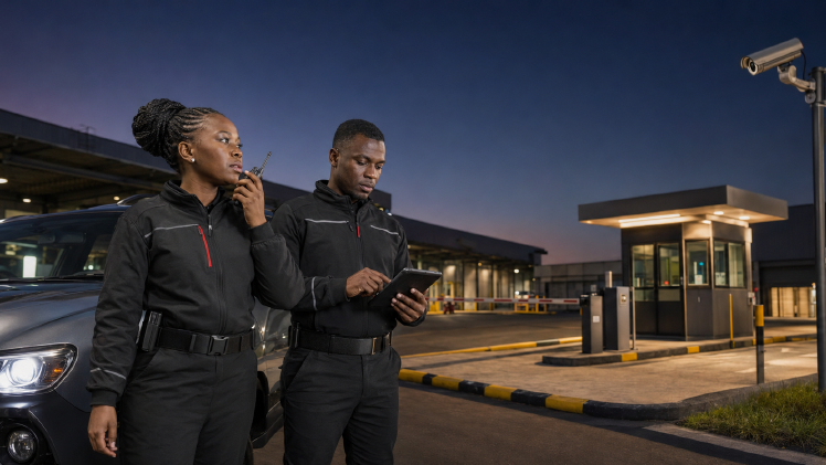 CoreVex security officers at access control checkpoint