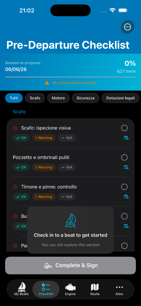 Checklist Pre-Partenza