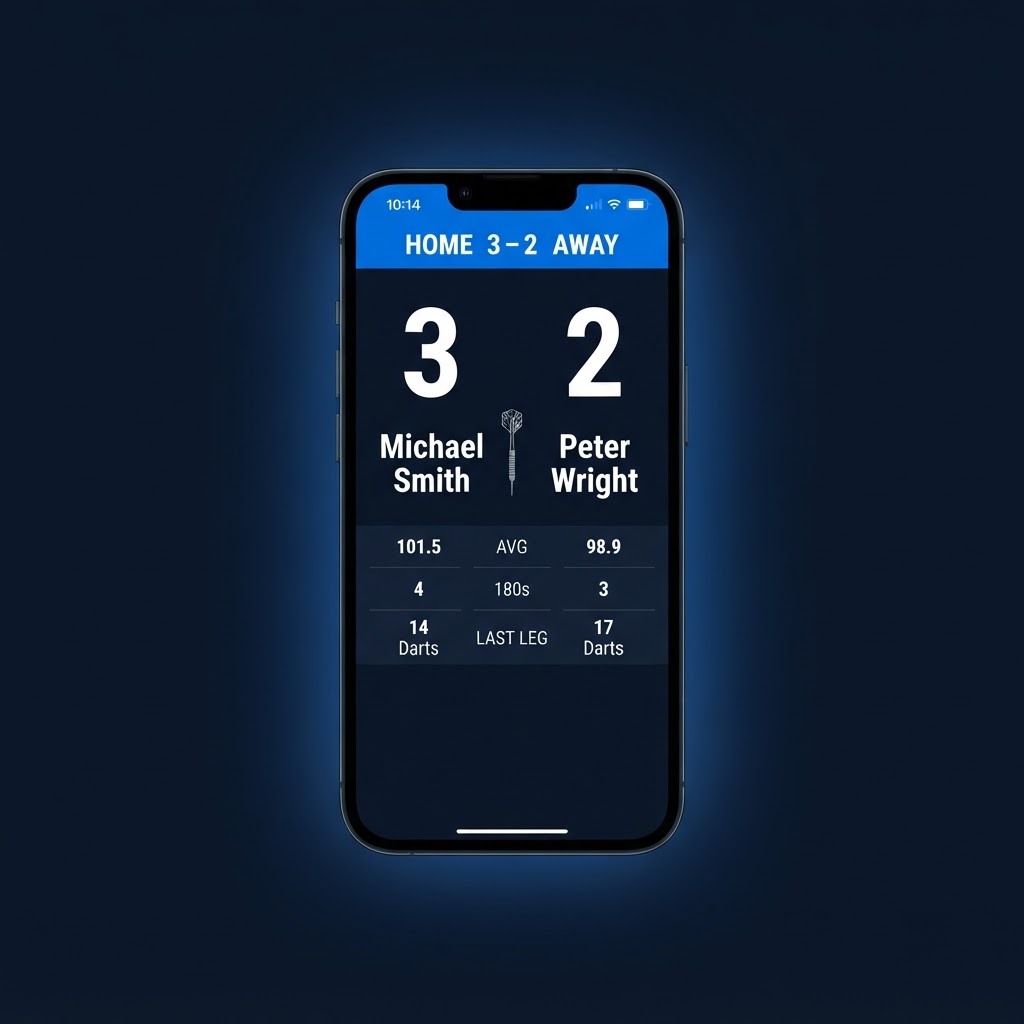 The Dart Hub live scoreboard on a phone