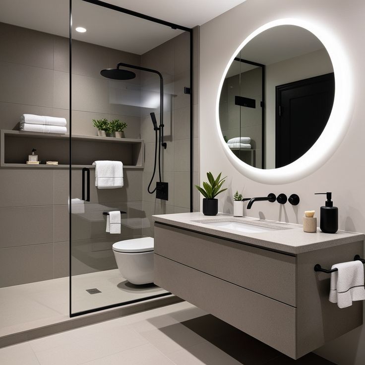 Taupe & Black Bathroom