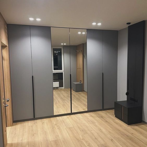 Charcoal Mirror Wardrobe