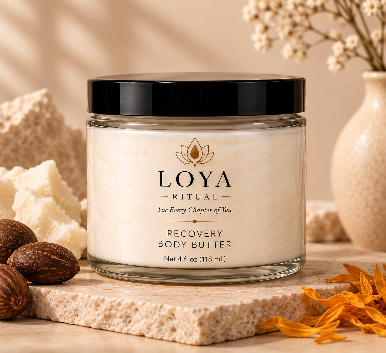 LOYA RITUAL Recovery Body Butter in its glass jar
