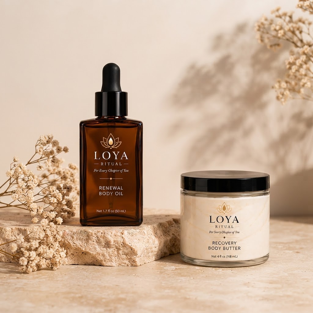 LOYA RITUAL Renewal Body Oil and Recovery Body Butter together