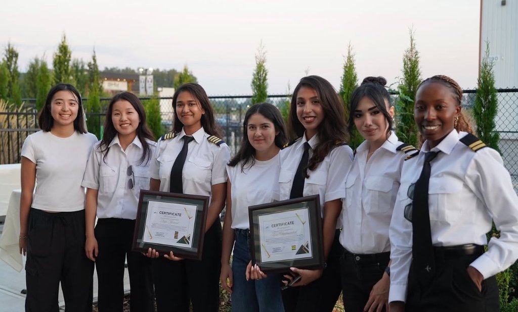 Vancouver Aviation College students with certificates