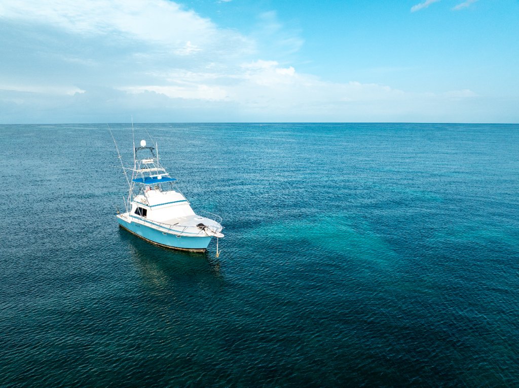 Aerial view of charter vessel
