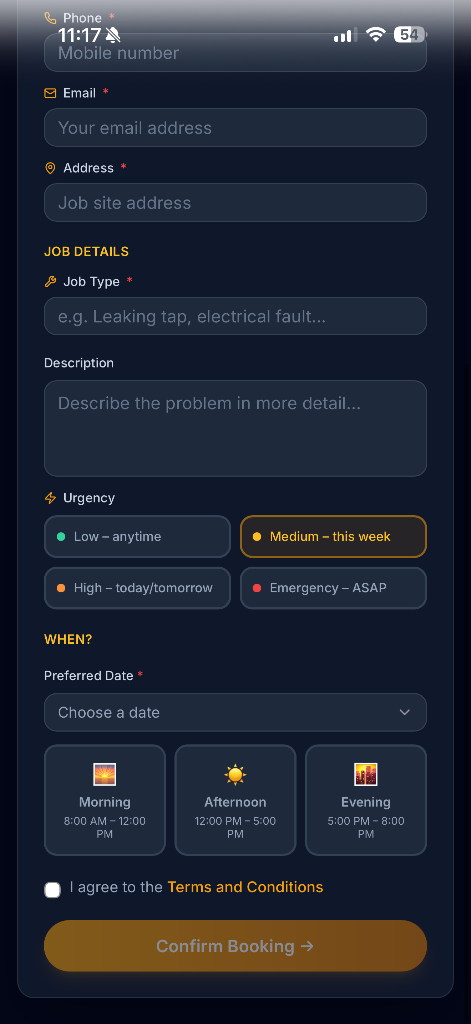 Simple Booking Form