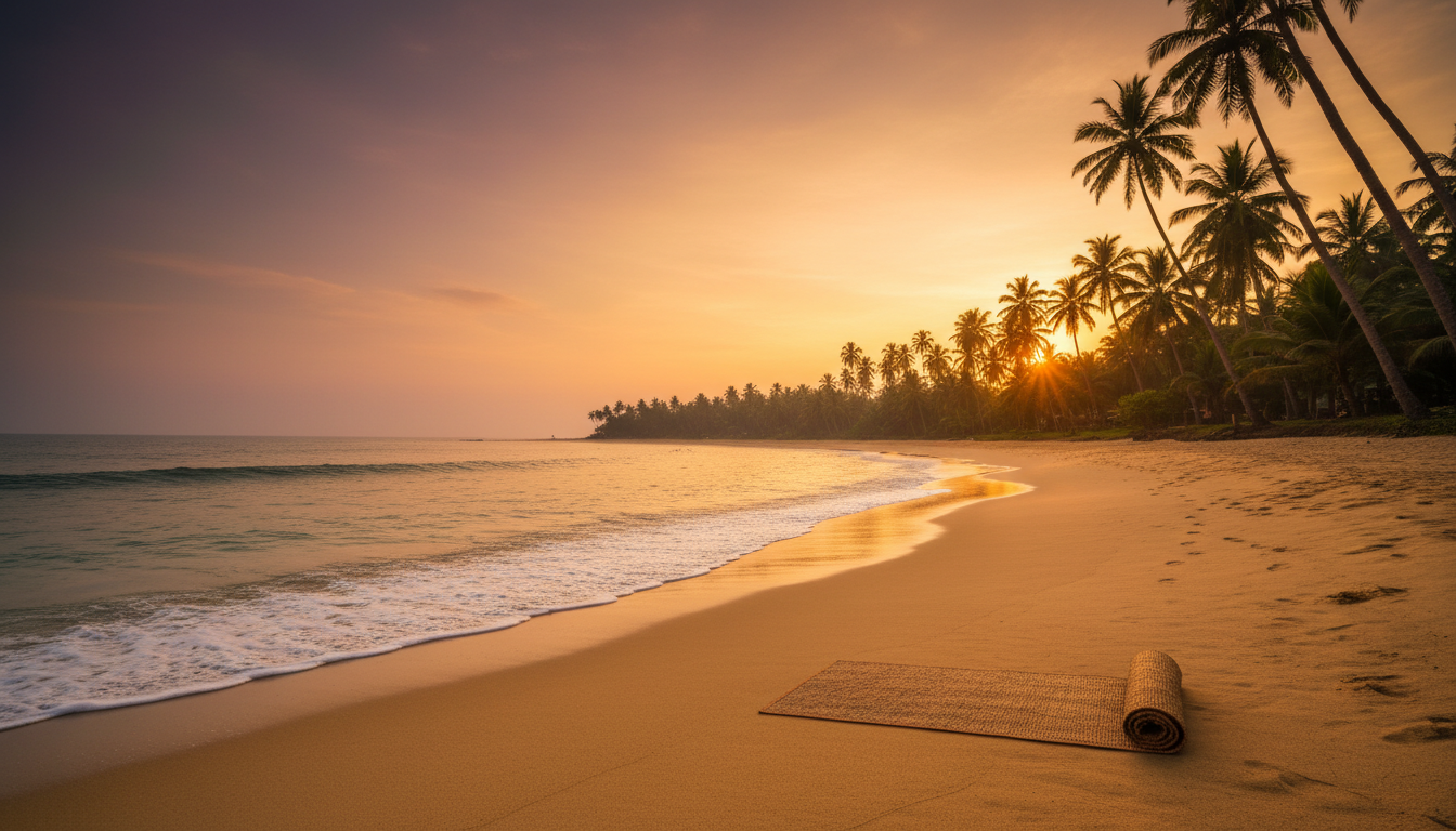 Sri Lankan beach at golden hour