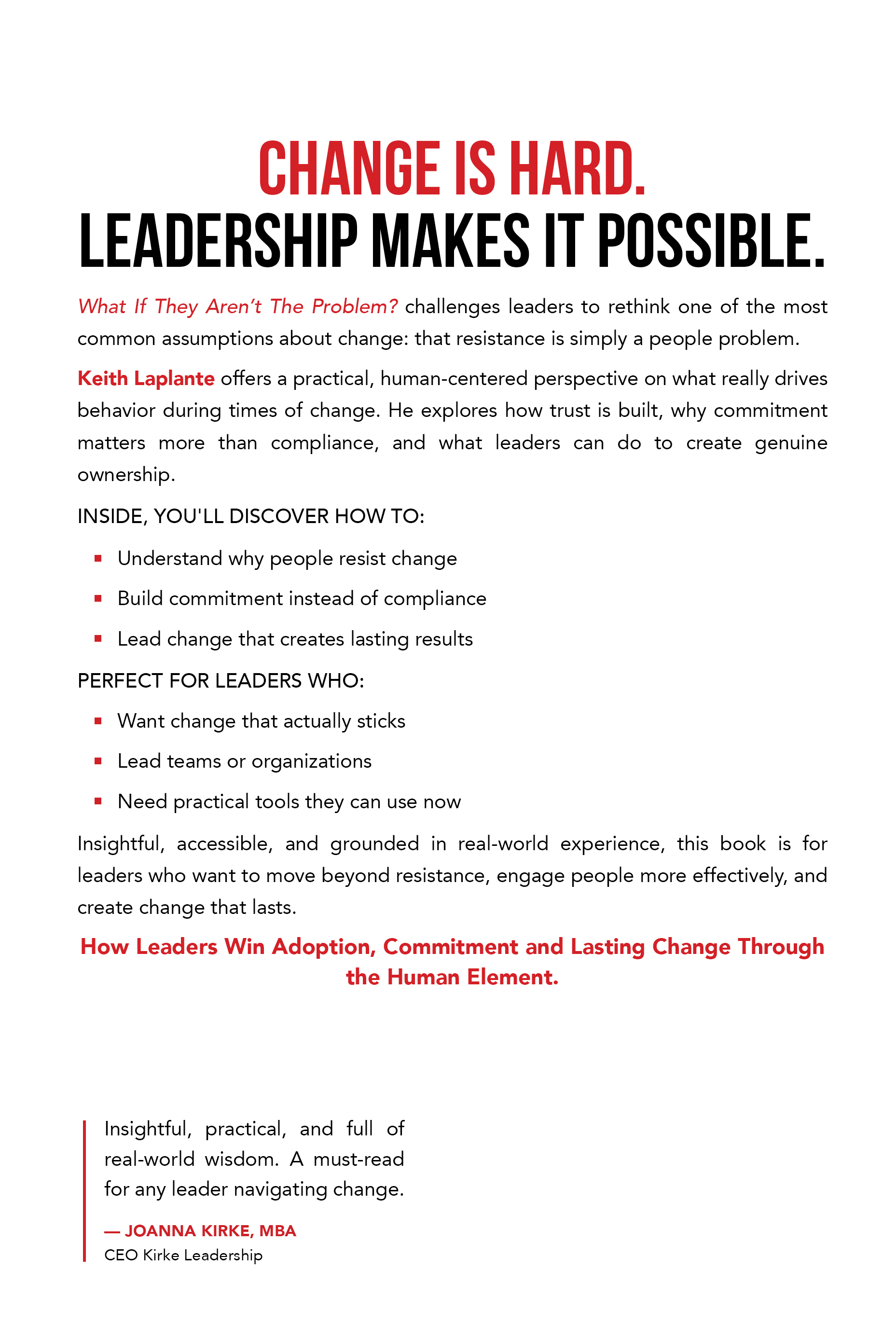 Back cover of What If They Aren't the Problem?