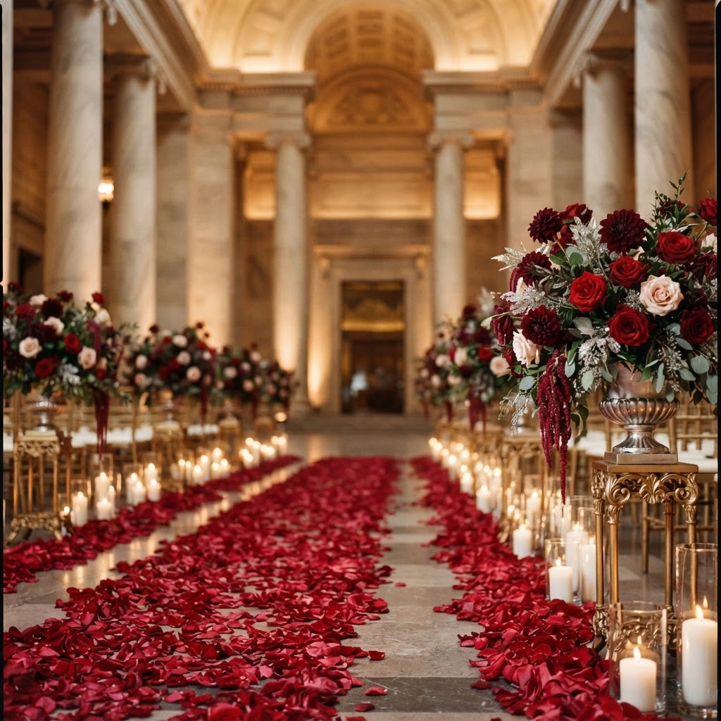 The ceremony aisle at the Mellon Auditorium