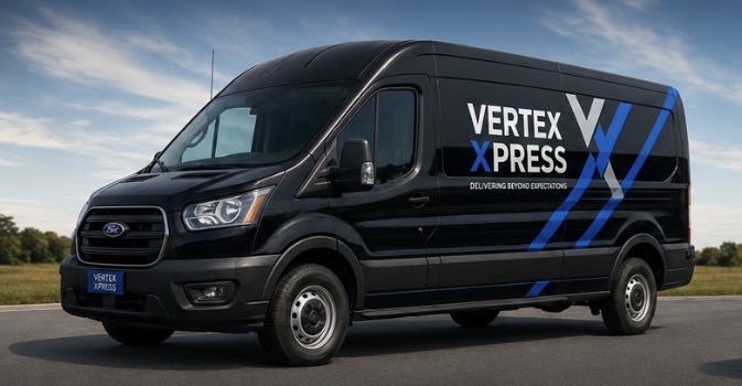Black Vertex Xpress branded cargo van
