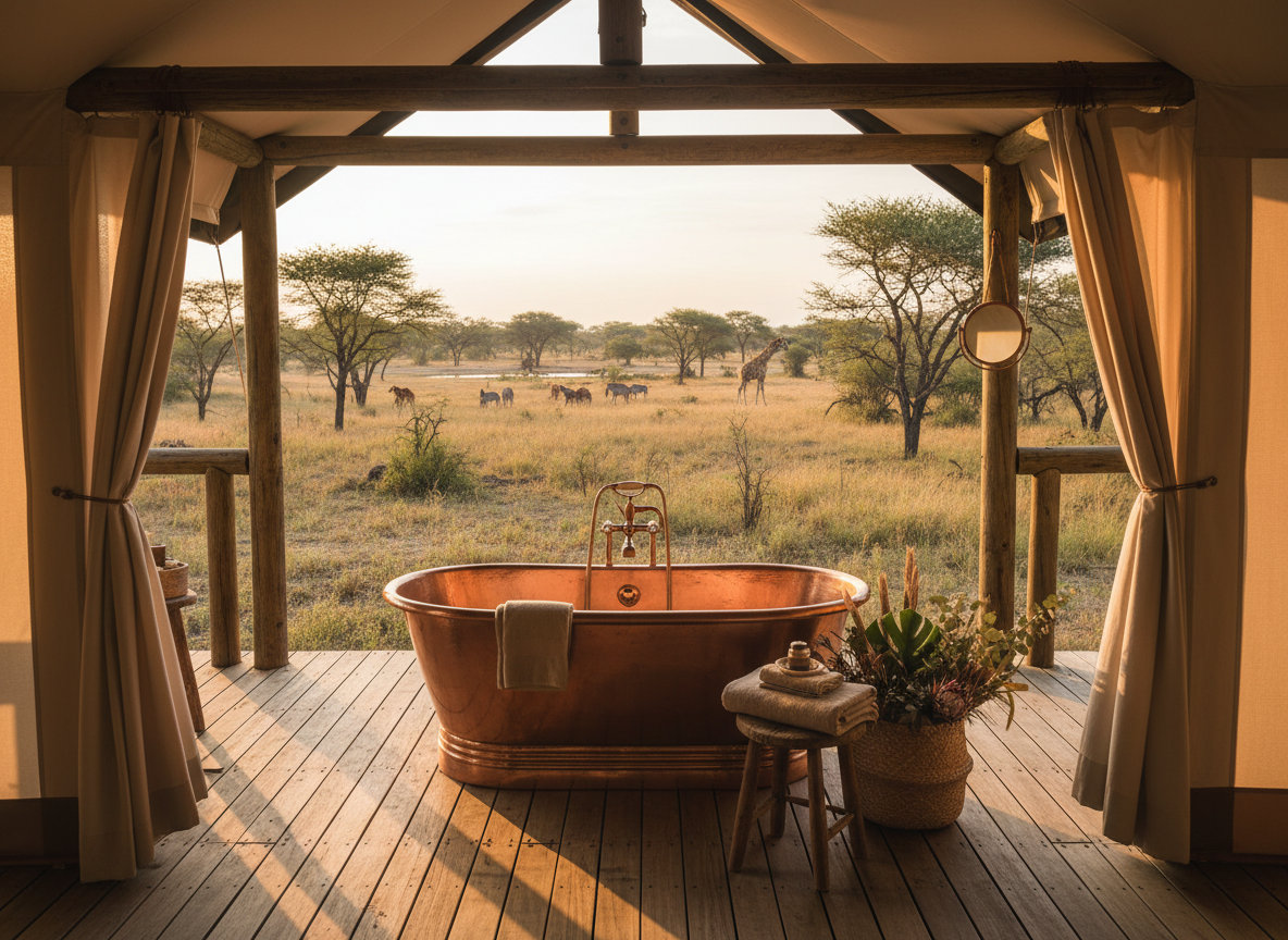 Safari lodge open-air bathroom