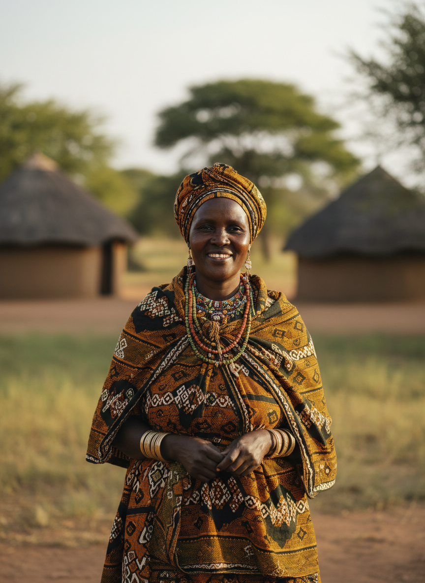 Botswana community member in traditional dress
