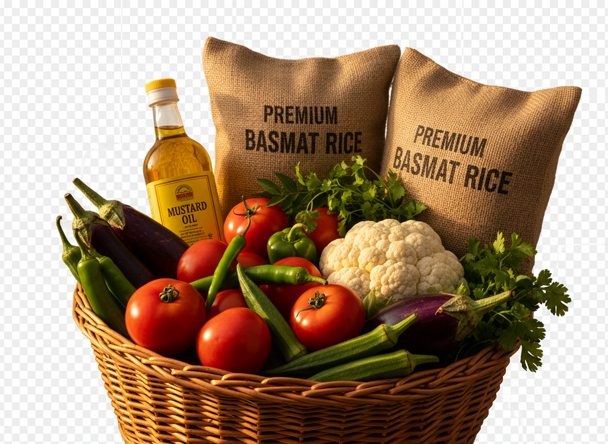 Fresh groceries basket