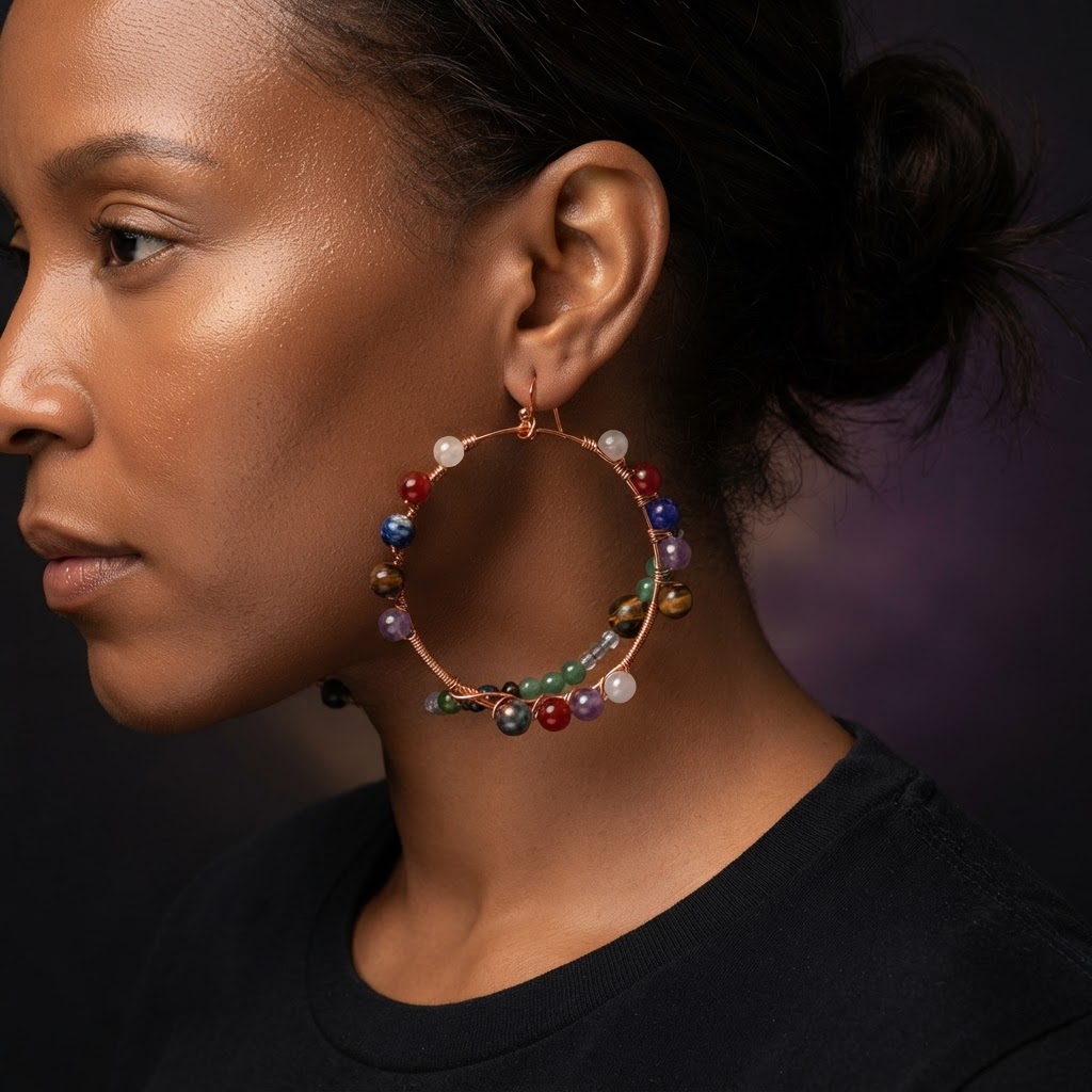 Hoop Healing Stone Earrings