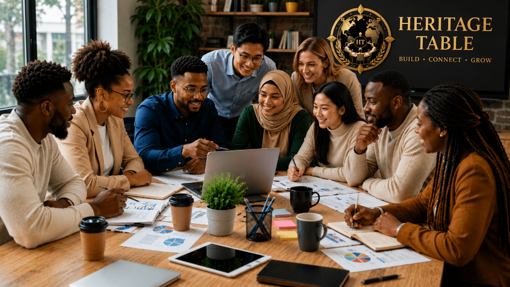 Diverse community of professionals collaborating