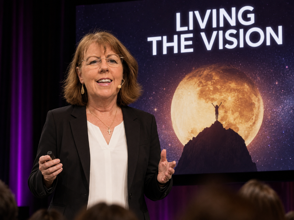 Joanne O'Donoghue delivering a leadership and motivation seminar