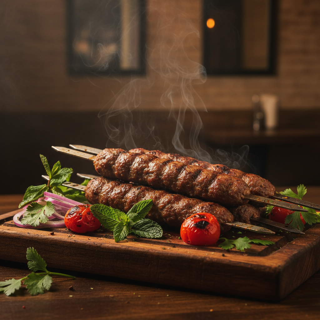Afghan lamb kabobs on skewers