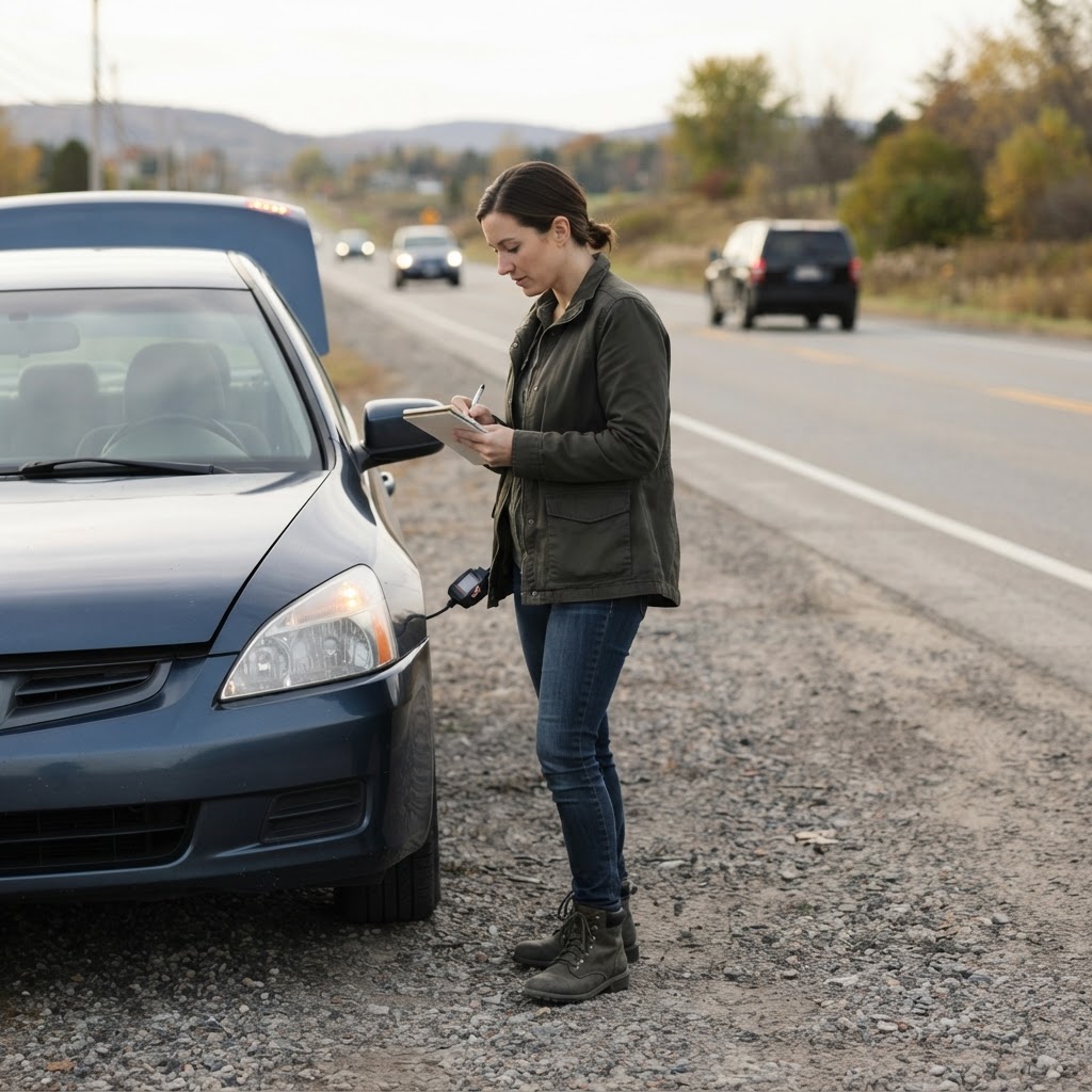 Driver safely stopped with their vehicle while arranging help