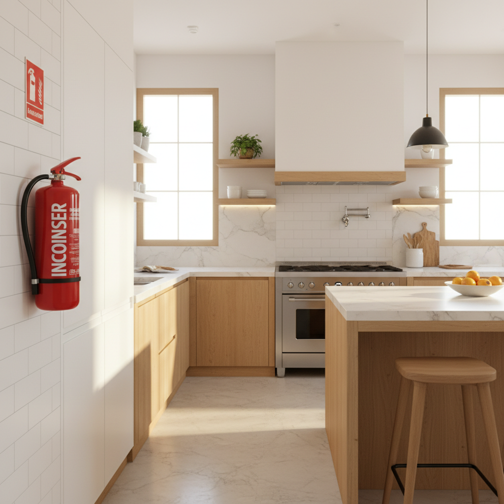 Cocina moderna con extintor INCOINSER