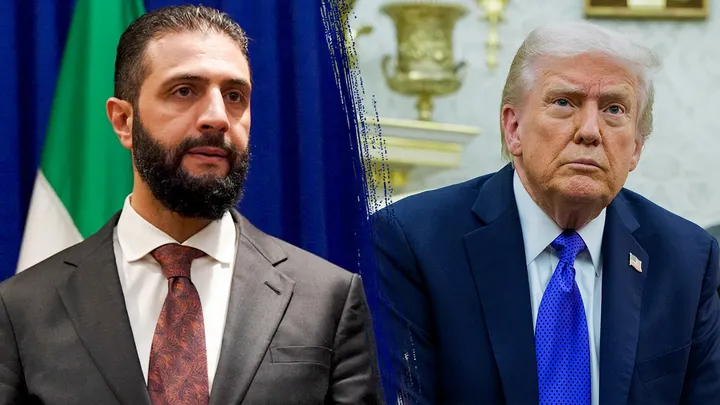 Composite image of Syrian President Ahmed al-Sharaa and U.S. President Donald Trump