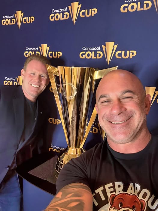 Andrew Giuliani and Sean Kalin with the Concacaf Gold Cup trophy