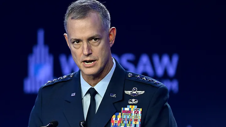 U.S. Air Force Gen. Alexus Grynkewich speaks at the Warsaw Security Forum