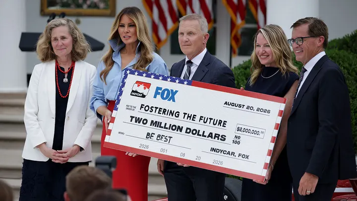 Melania Trump and officials present a $2 million Fostering the Future scholarship check