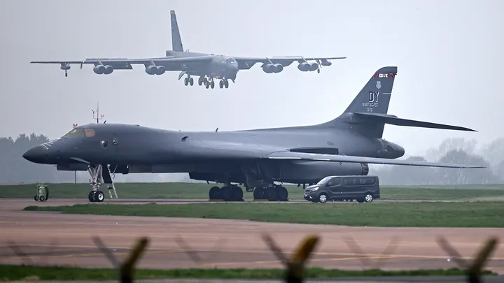 US Air Force B-1B Lancer and B-52 Stratofortress at RAF Fairford