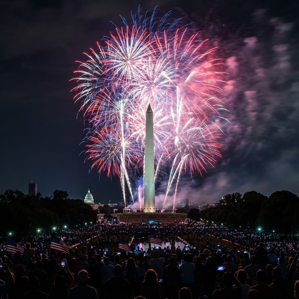 Fourth of July fireworks Washington Monument