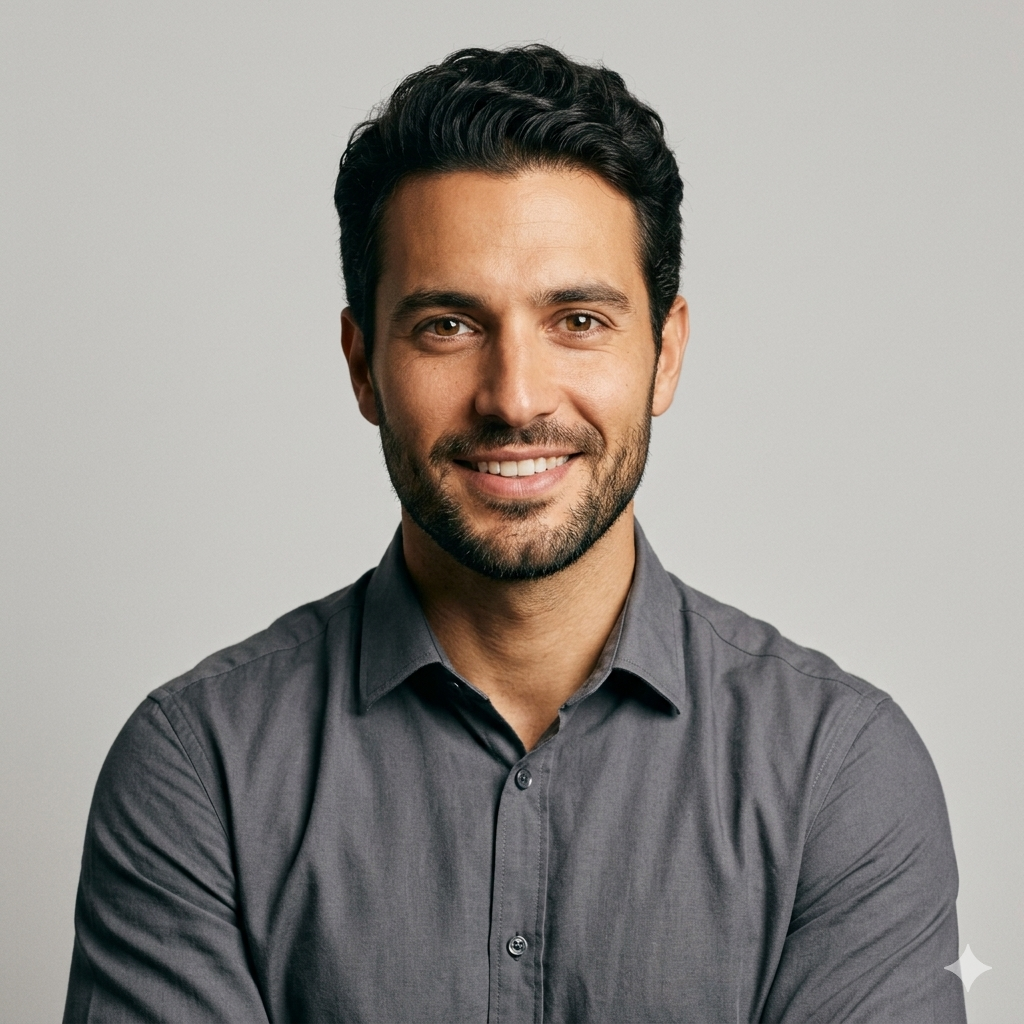 Smiling man at a restaurant
