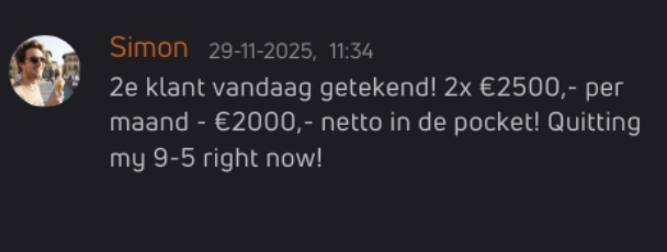 Simon — 2e klant getekend, 2x €2500 p/m