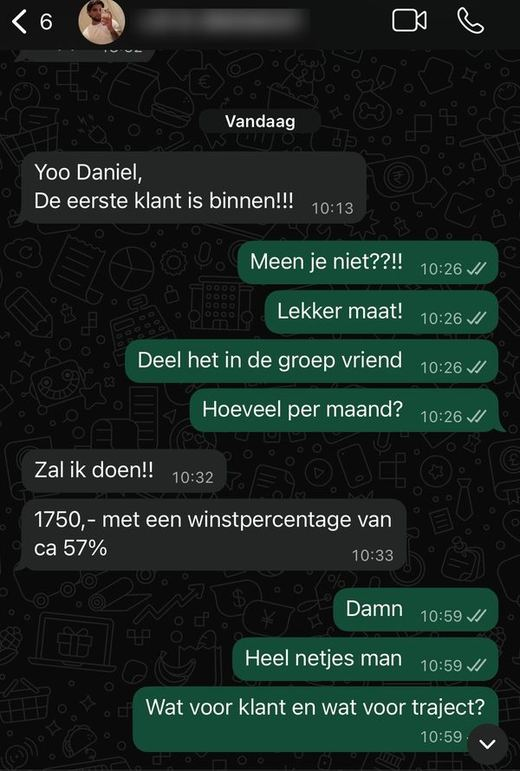 Nigel — Eerste klant binnen, €1.750 per maand