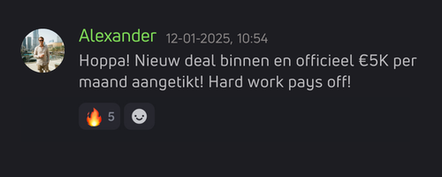 Alexander — €5K per maand aangekomen