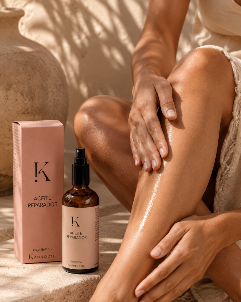 Masaje corporal con Aceite de Masaje Reparador Kannodol