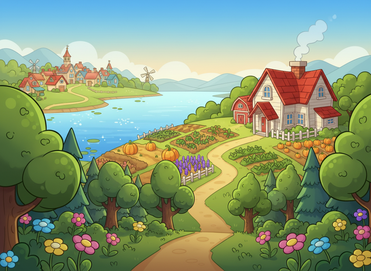 Cozy farm landscape