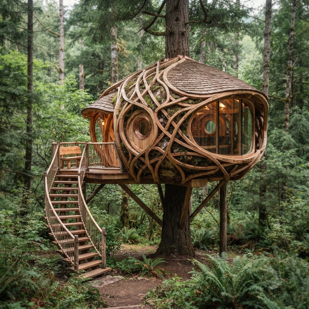 Bespoke Treetop Dendritic Mycelium-Infused Phyto-Thermal Sap-Condensation Sauna