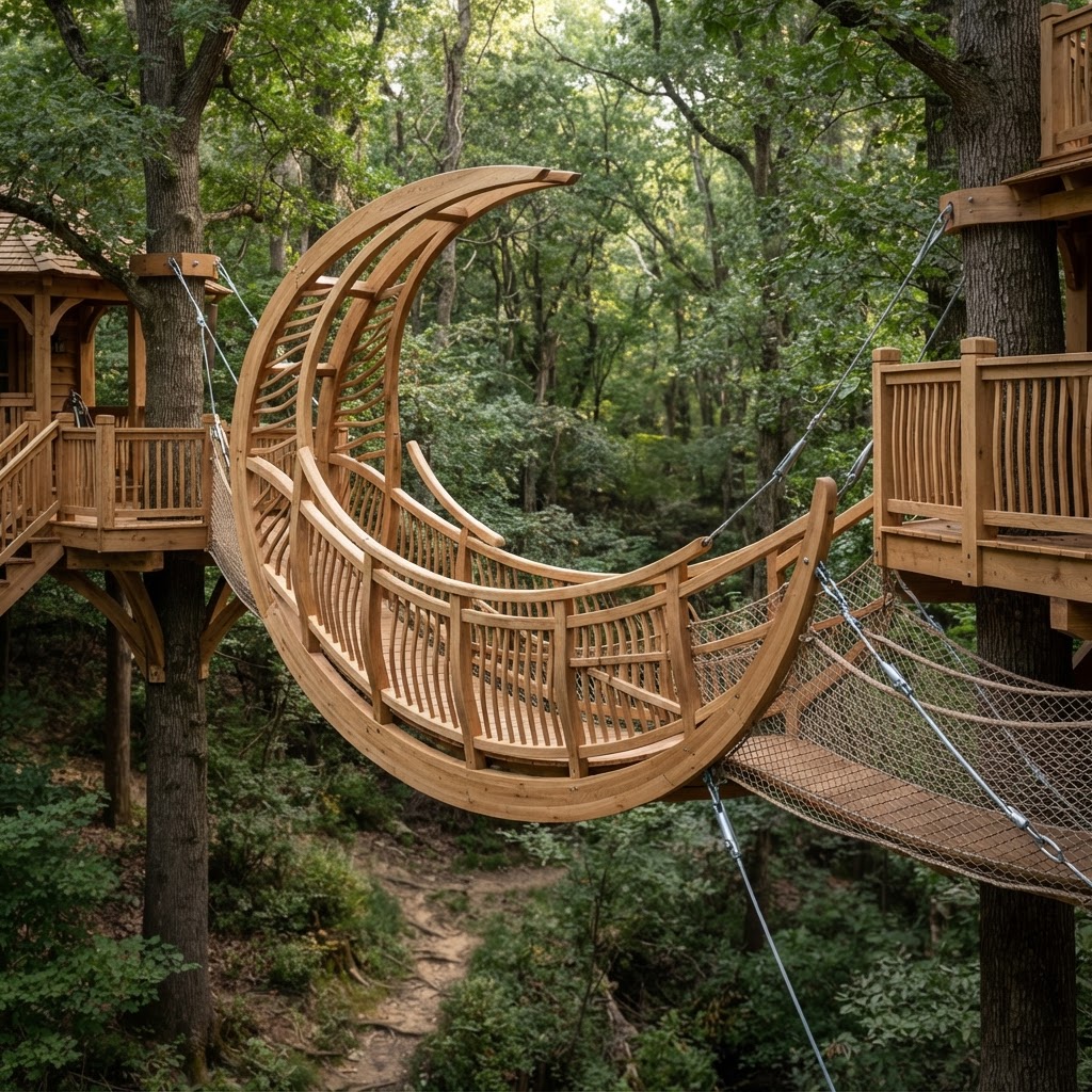 Crescent Moon Arbor Swing-Bridge