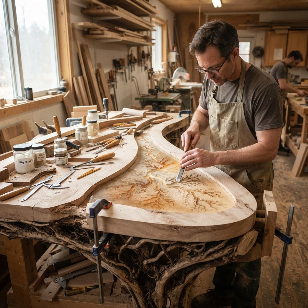 Bespoke Treetop Dendritic Mycelium-Infused Phyto-Tectonic Sap-Flow Canopy Horizon-Tracing Drafting Table — step 2