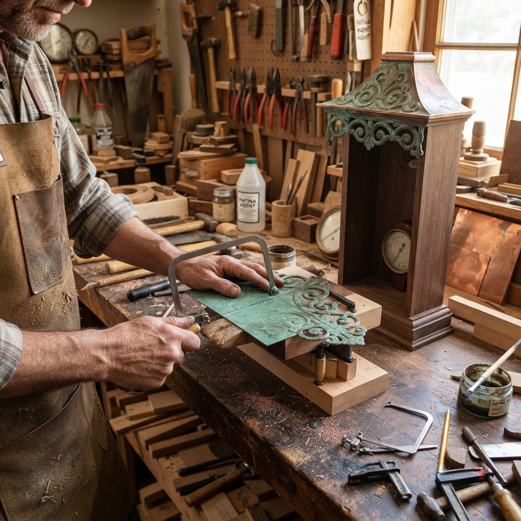 Vintage Patinated Copper Victorian Barometer Seed Pressure Gauge — step 2