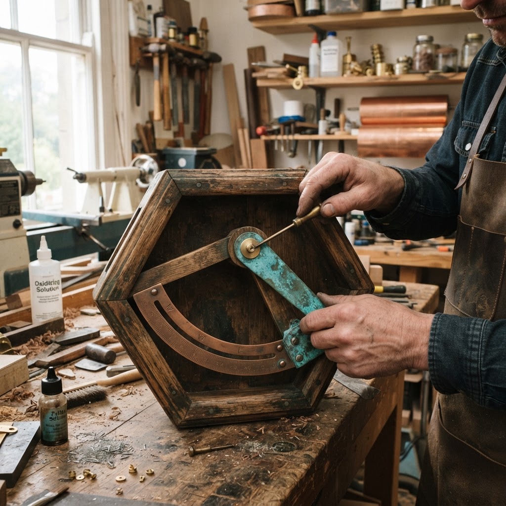Vintage Patinated Copper Victorian Marine Sextant Seed Station — step 3