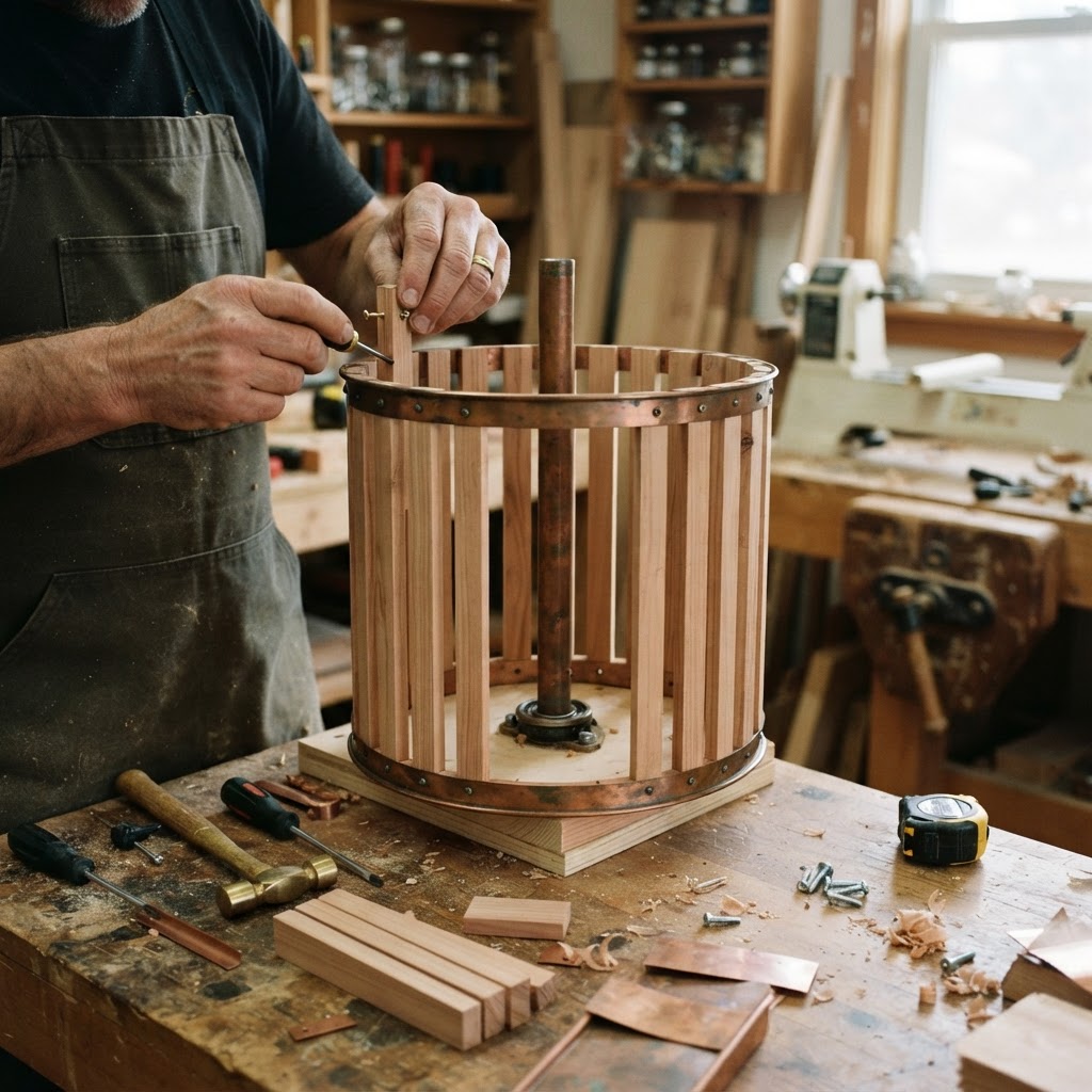 Vintage Patinated Copper Victorian Zoetrope Seed Animator — step 1