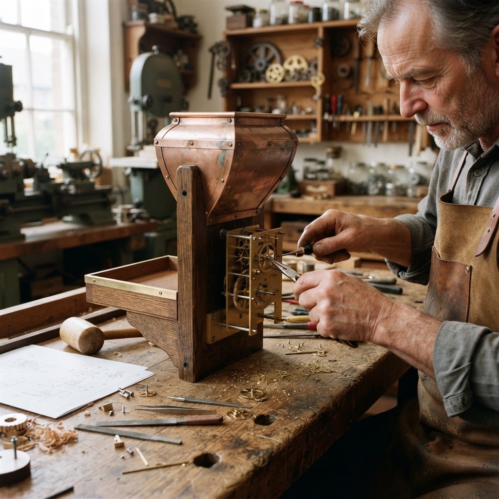 Vintage Patinated Copper Victorian Clockwork Chronometer Seed Escapement — step 2