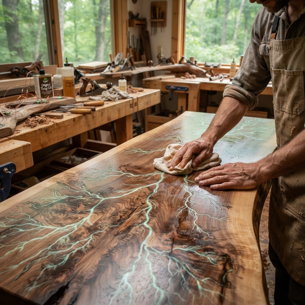 Bespoke Treetop Dendritic Mycelium-Infused Phyto-Luminous Sap-Flow Canopy Aurora-Vane Writing Console — step 4