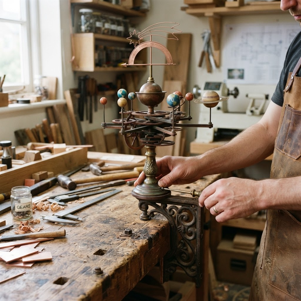 Vintage Patinated Copper Victorian Orrery Seed Planetarium — step 4