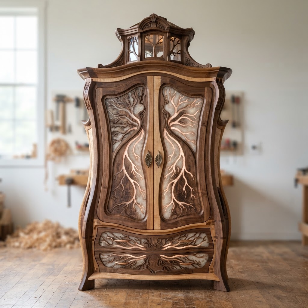 Bespoke Treetop Dendritic Mycelium-Infused Phyto-Kinetic Sap-Flow Canopy Observatory Armoire
