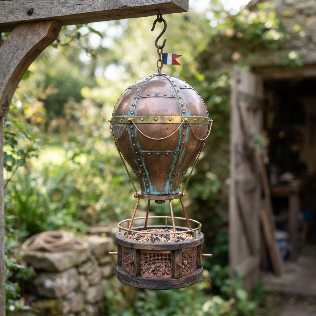 Vintage Patinated Copper Victorian Aeronaut Hot Air Balloon Seed Vessel